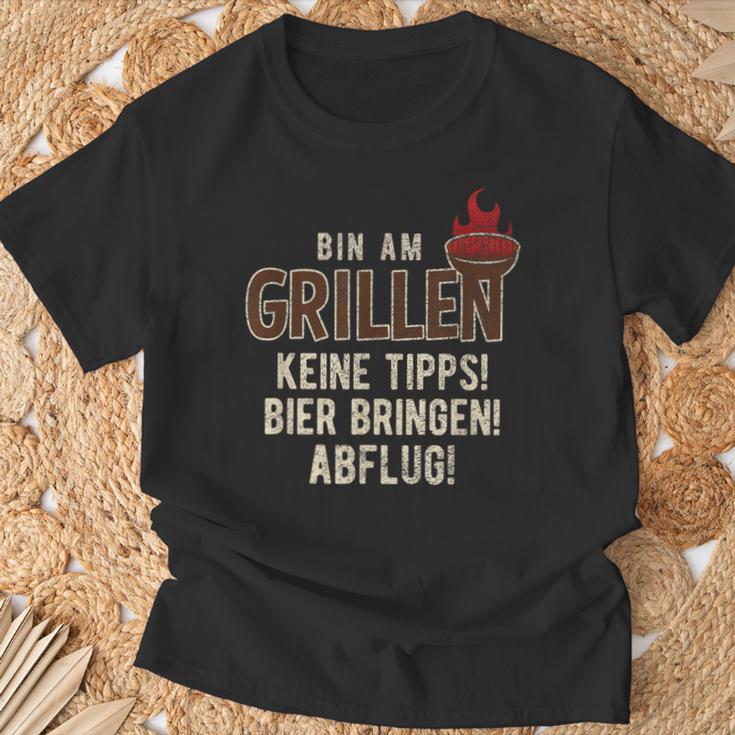 Bin Am Grillen Keine Tipps Bier Bringen Abflugpruch T-Shirt Geschenke für alte Männer