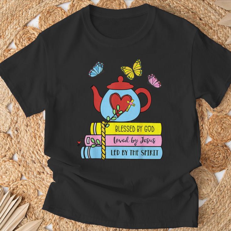 Blessed By God Loved By Jesus Book Lovers T-Shirt Gifts for Old Men