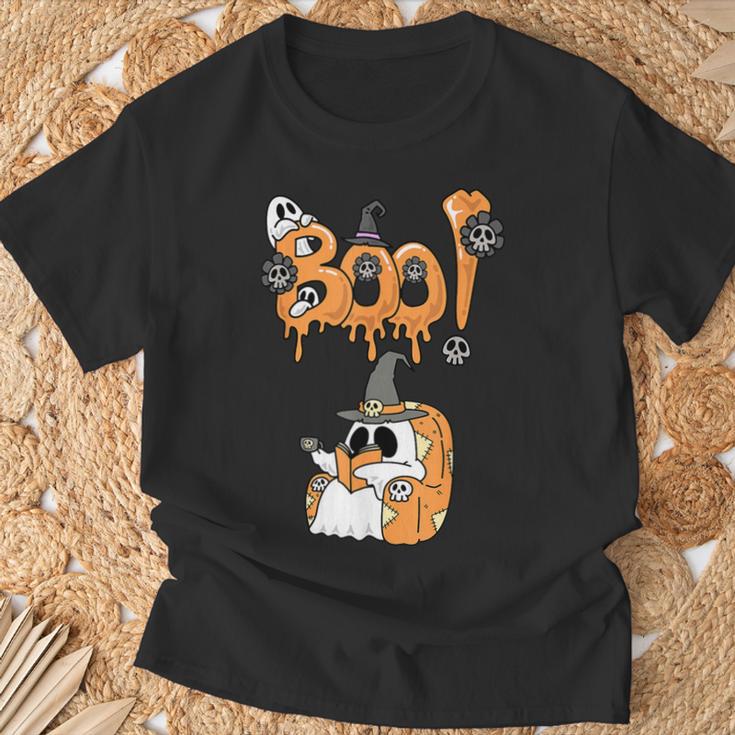 Boo Kids Book Lover Ghost Halloween Librarian T-Shirt Gifts for Old Men