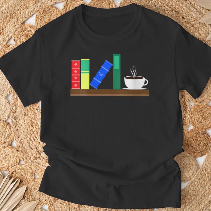 Book Books Shelf Coffee Reading Hobby T-Shirt Gifts for Old Men