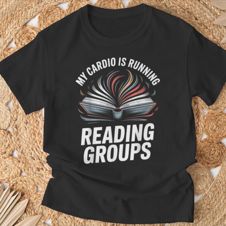 Book Club Fans My Cardio Reading Groups Quote T-Shirt Gifts for Old Men