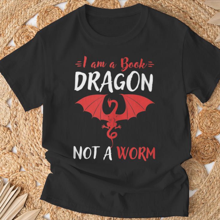 I Am A Book Dragon Not A Worm T-Shirt Gifts for Old Men
