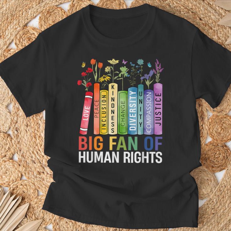 Book Flower Big Fan Of Human Rights Protest Feminist Quote T-Shirt Gifts for Old Men
