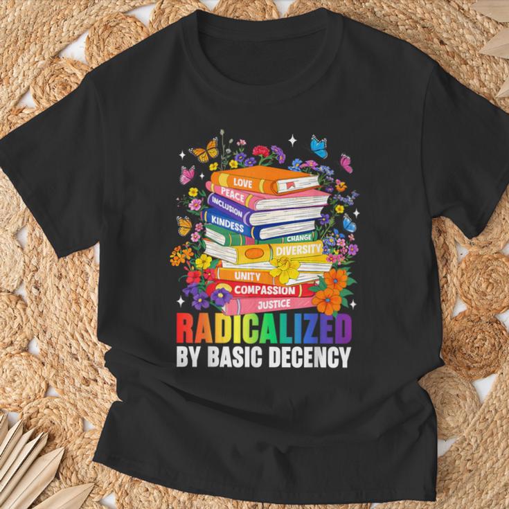 Book Flower Radicalized By Basic Decency Feminist LGBT 2026 T-Shirt Gifts for Old Men Book Flower Radicalized By Basic Decency Feminist LGBT 2026 T-Shirt Gifts for Old Men