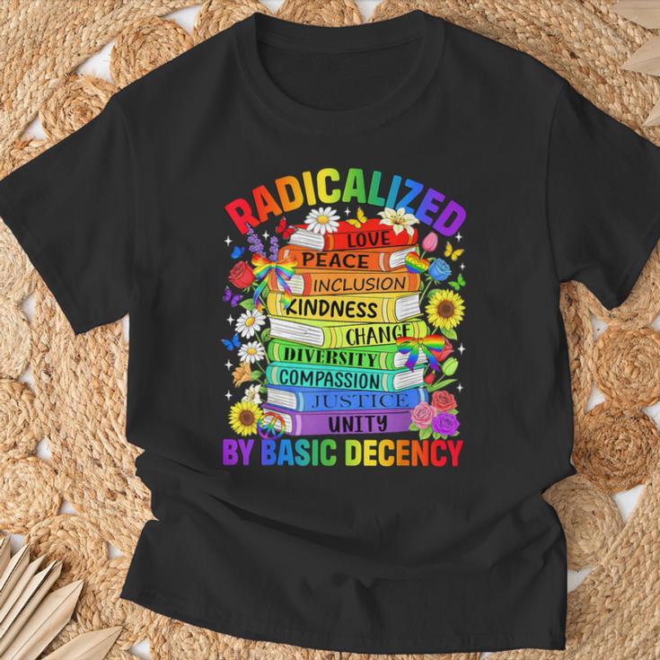 Book Flower Radicalized By Basic Decency Feminist LGBT Gay T-Shirt Gifts for Old Men