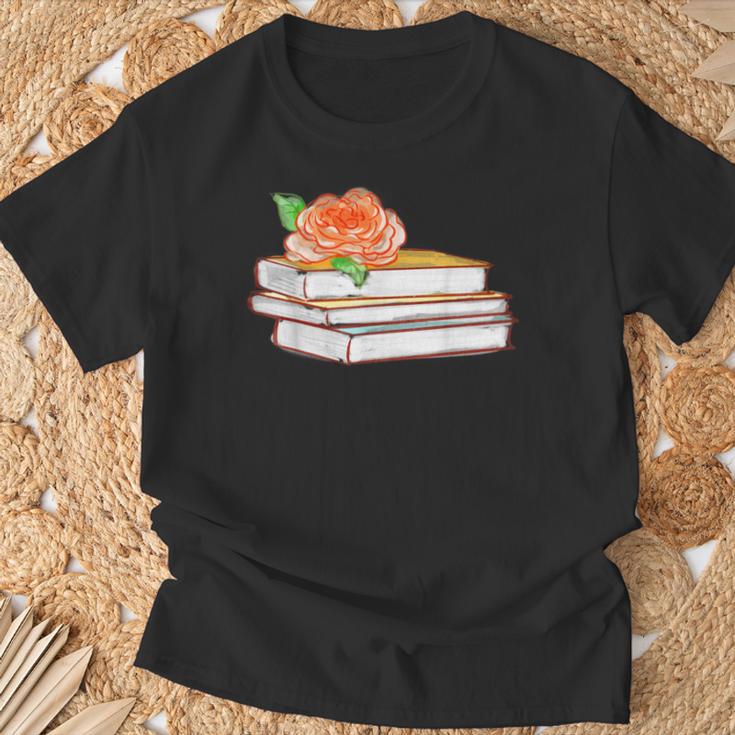 Book Flower T-Shirt Gifts for Old Men