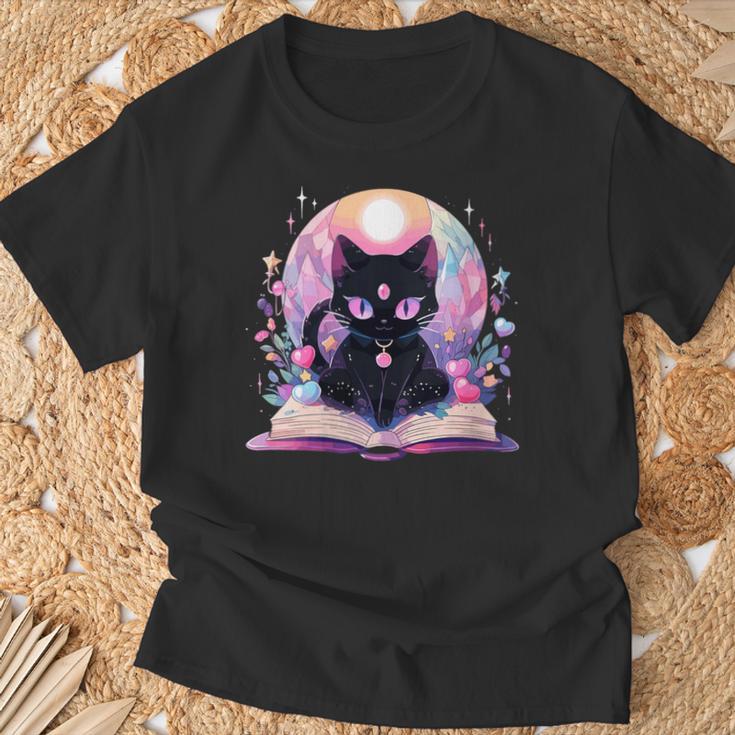 Book Lover Crystal Witchy Cute Cat Kawaii Pastel Goth T-Shirt Gifts for Old Men
