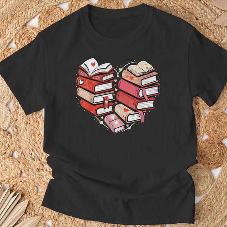 Book Lover Heart Shape Reading Librarian Valentine Men Women T-Shirt Gifts for Old Men