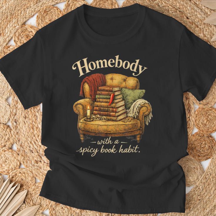 Book Lover Homebody With A Spicy Book Habit T-Shirt Gifts for Old Men