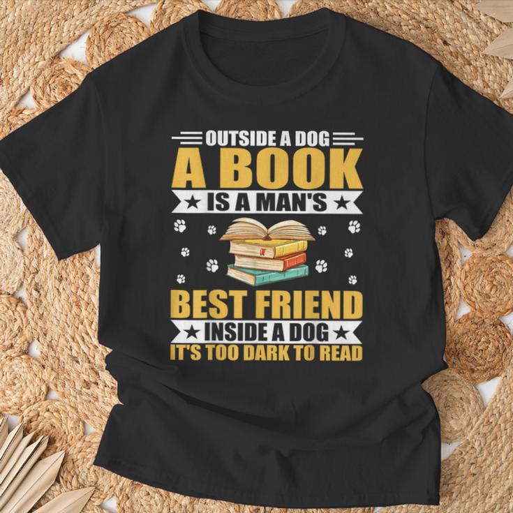 Book Lover Outside a Dog a Book Is a Man's Best Friend T-Shirt Gifts for Old Men Book Lover Outside a Dog a Book Is a Man's Best Friend T-Shirt Gifts for Old Men