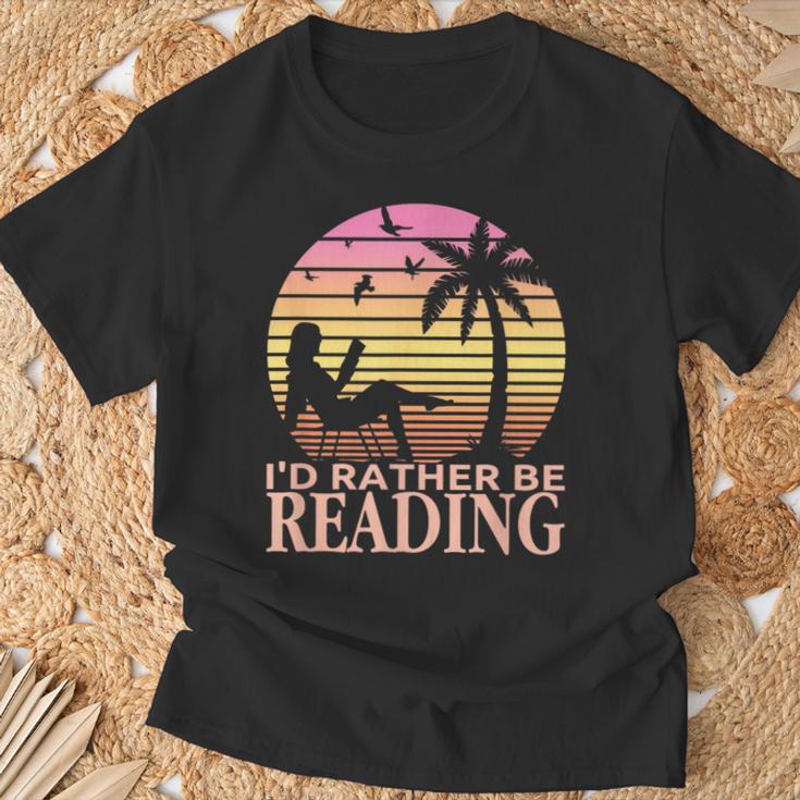 Book Lover Women Girls I'd Rather Be Reading T-Shirt Gifts for Old Men