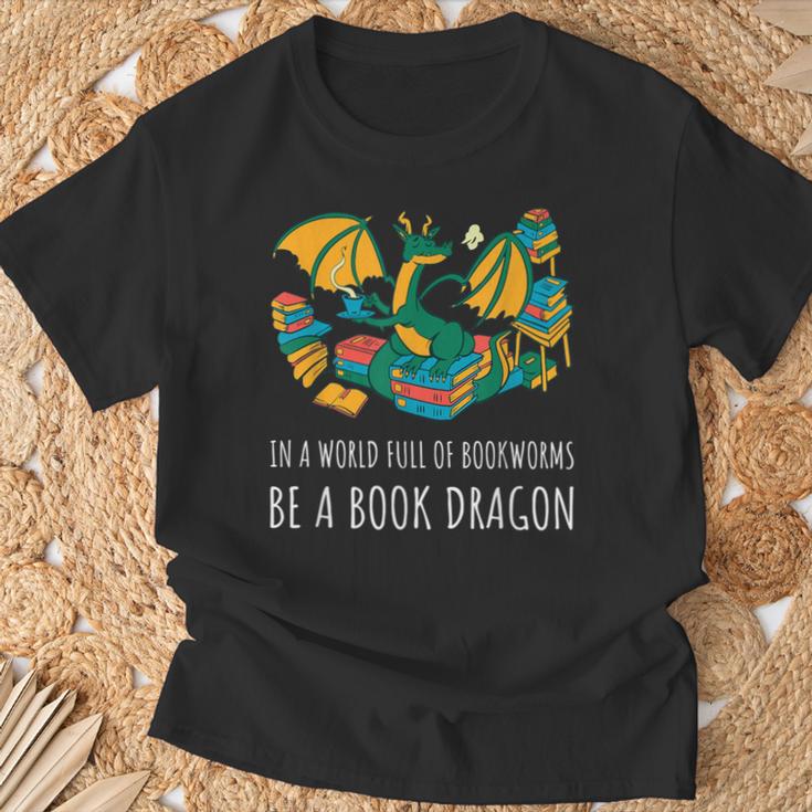 Book Lover In A World Full Of Bookworms Be A Book Dragon T-Shirt Gifts for Old Men Book Lover In A World Full Of Bookworms Be A Book Dragon T-Shirt Gifts for Old Men