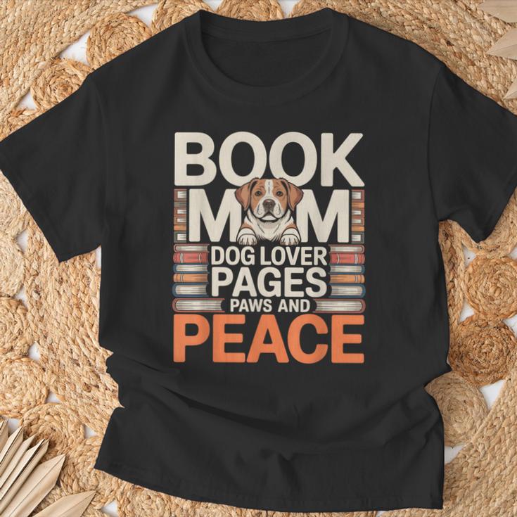 Book Mom Dog Lover Pages Paws And Peace Reading T-Shirt Gifts for Old Men