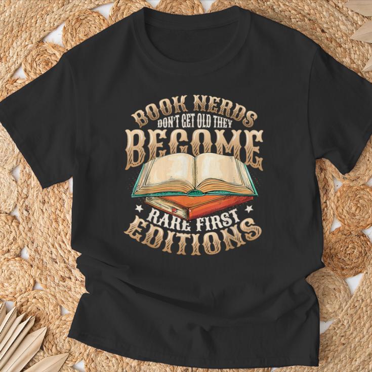 Book Nerds Become Rare First Editions Book Lover Birthday T-Shirt Gifts for Old Men