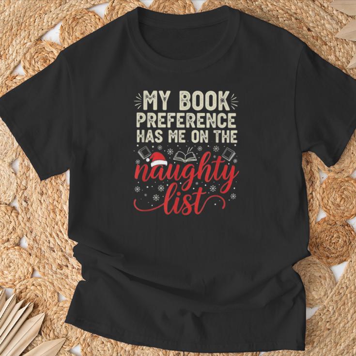 My Book Preference Naughty List Readers Christmas Joke T-Shirt Gifts for Old Men
