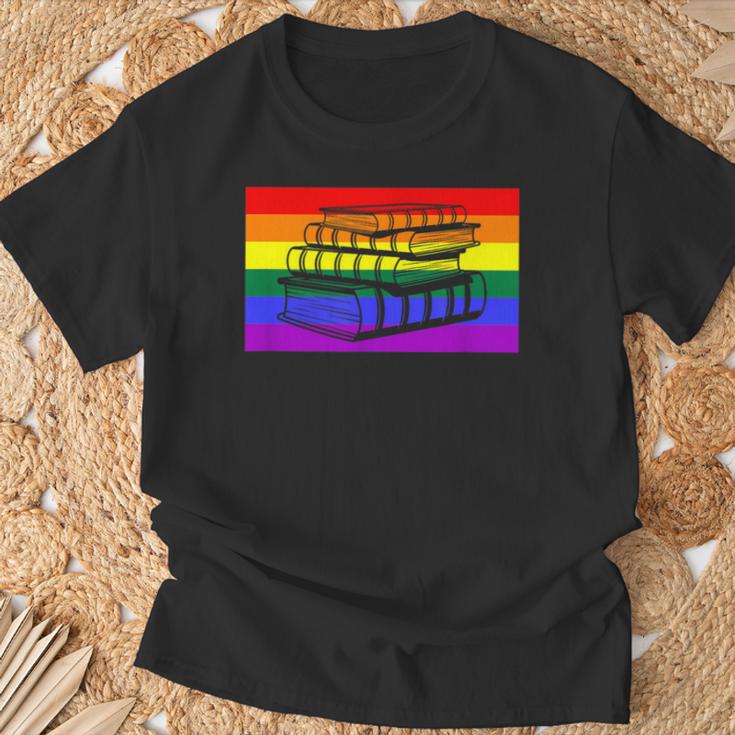 Book Read Literary Gay Pride Flag Rainbow LGBTQ Queer T-Shirt Gifts for Old Men