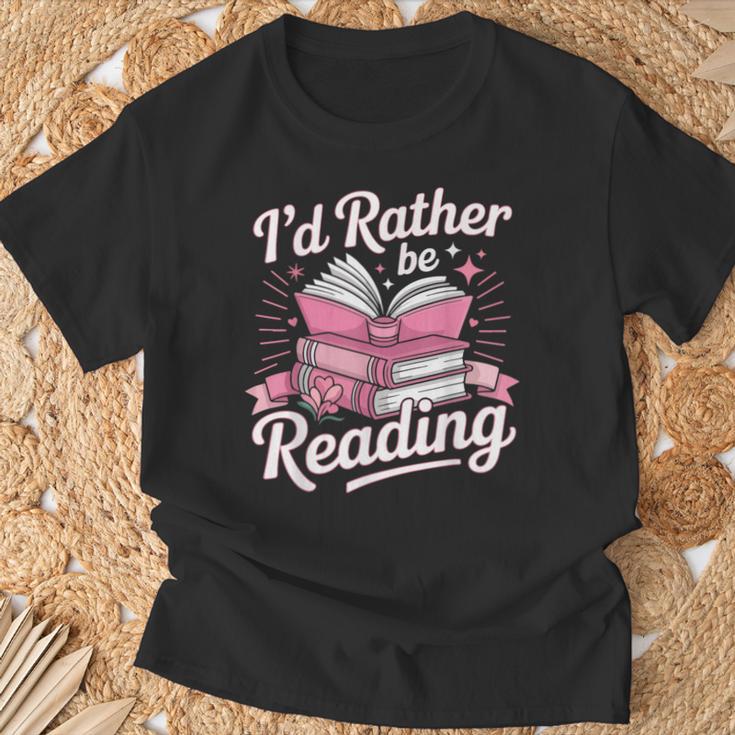 Book Reading I'd Rather Be Reading T-Shirt Gifts for Old Men
