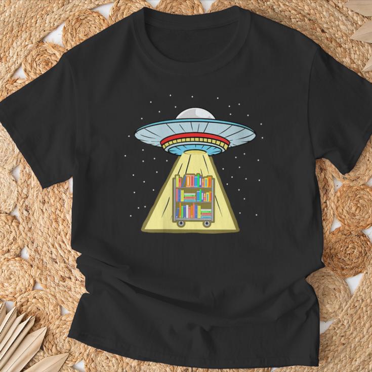 Book Shelf Ufo Abduction T-Shirt Gifts for Old Men