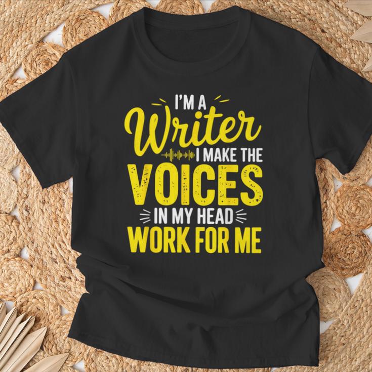 Book Writer Voices In My Head Work For Me Author Writing T-Shirt Gifts for Old Men