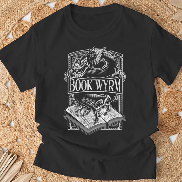 Book Wyrm BookWyrm Dragon Reading Lover Distressed T-Shirt Gifts for Old Men