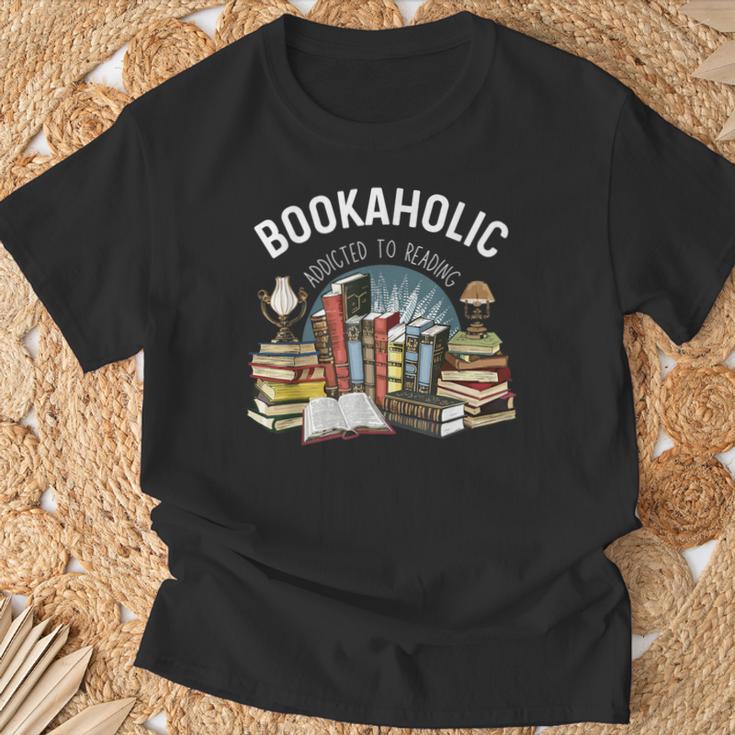 Bookaholic Addicted To Reading Book Lovers Literacy T-Shirt Gifts for Old Men