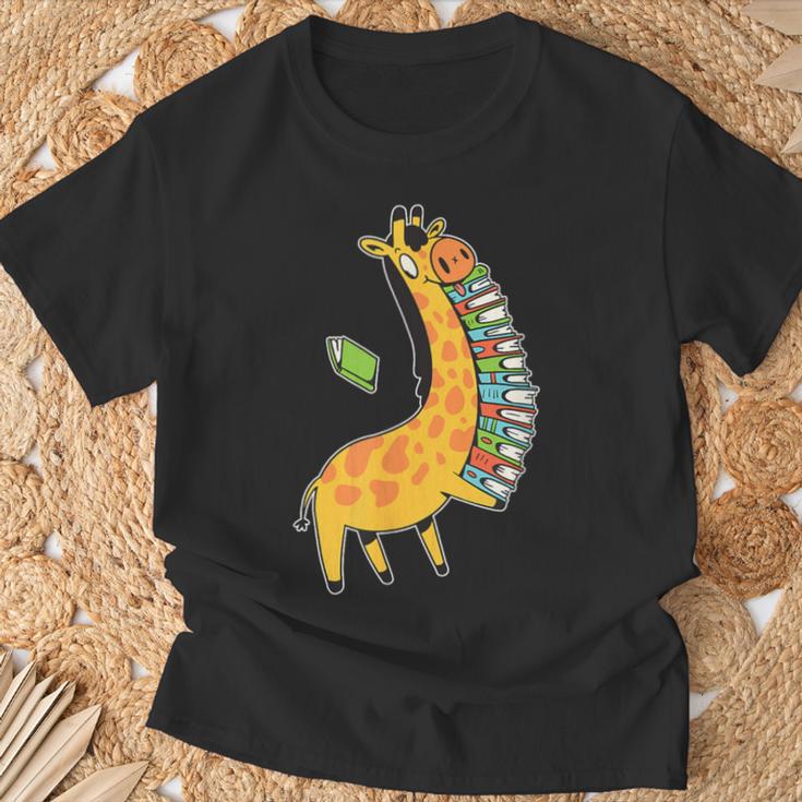 Books & Giraffe T-Shirt Gifts for Old Men