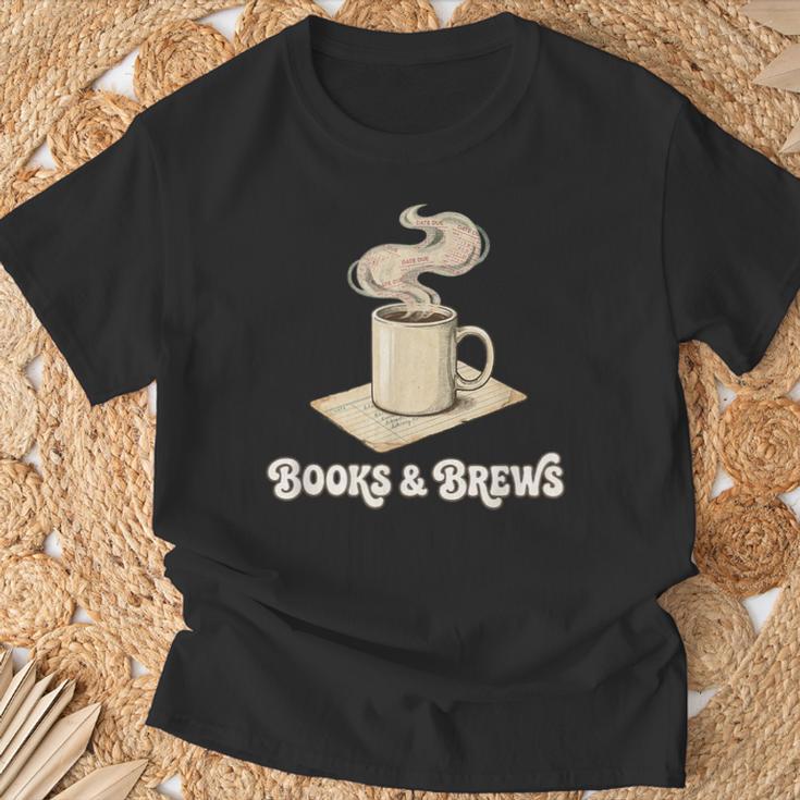 Books And Brews Coffee Reader Library Bibliophile Bookworm T-Shirt Gifts for Old Men