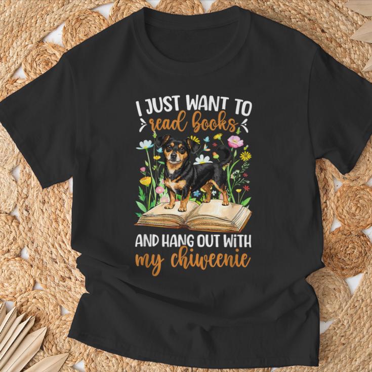 Books And My Chiweenie Owner Chiweenie Lover T-Shirt Gifts for Old Men