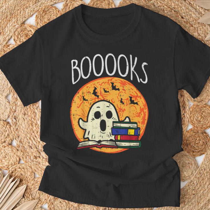 Books Ghost Boooks Halloween Reading Librarian Teacher Book T-Shirt Gifts for Old Men