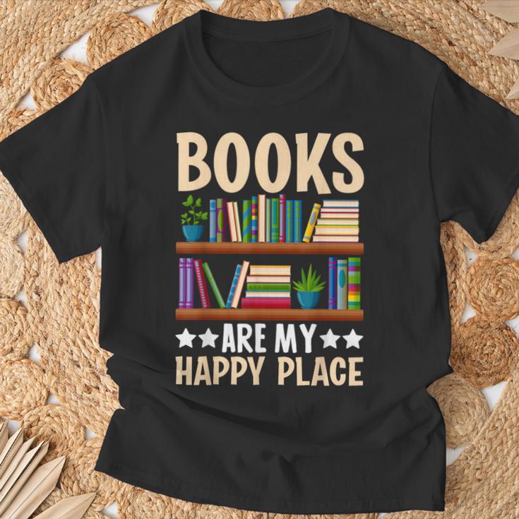 Books Are My Happy Place T-Shirt Gifts for Old Men