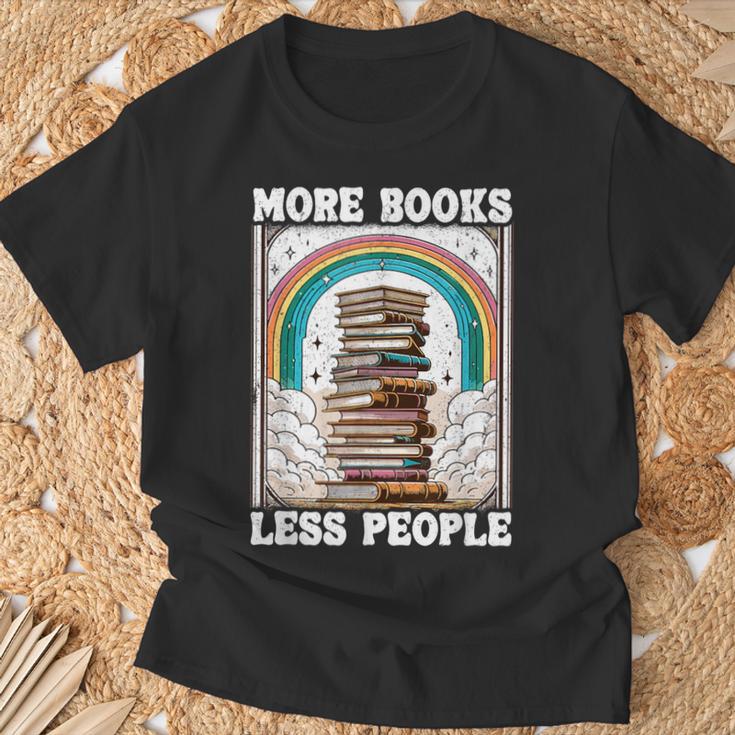 More Books Less People Mystic Book Rainbow Reading Book T-Shirt Gifts for Old Men