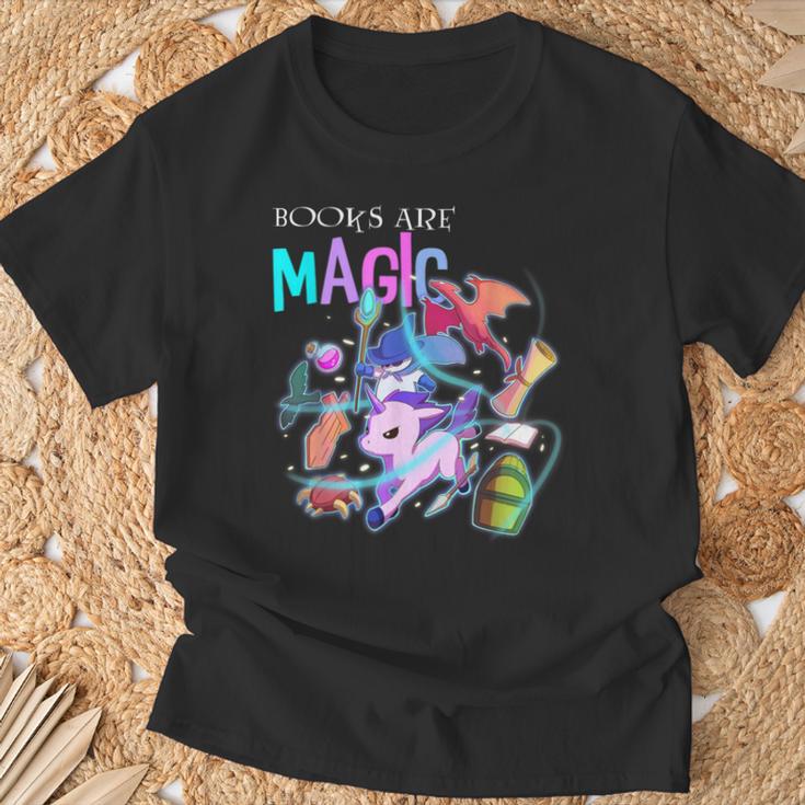 Books Are Magic Fantasy Bookworm T-Shirt Gifts for Old Men
