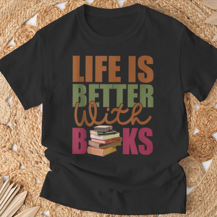 Books Novels Reading Shirt Life Is Better With Books T-Shirt Gifts for Old Men
