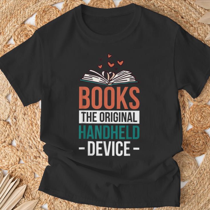 Books The Original Handheld Device T-Shirt Gifts for Old Men