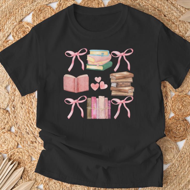 Books And Pink Bows Booktok Coquette Preppy T-Shirt Gifts for Old Men