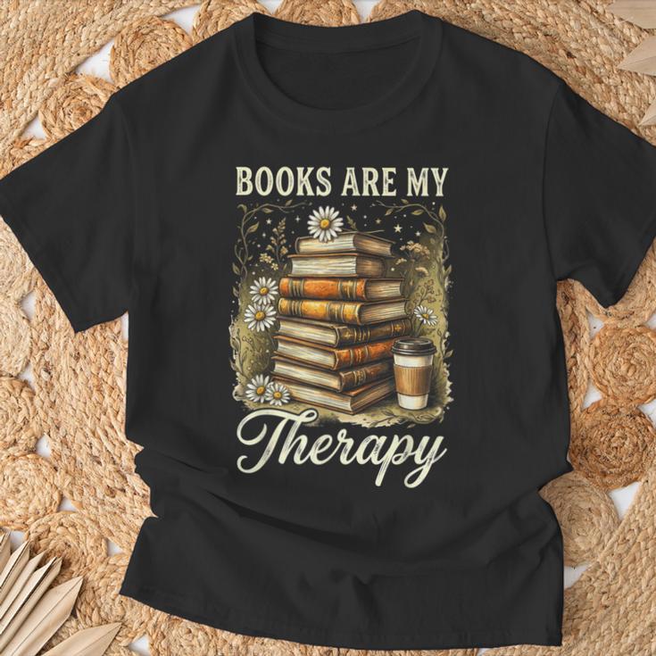 Books Are My Therapy Coffee Bookworm Retro Reading T-Shirt Gifts for Old Men Books Are My Therapy Coffee Bookworm Retro Reading T-Shirt Gifts for Old Men
