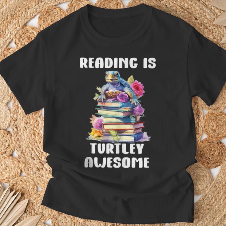 Books Reading Is Fun Turtely Awesome Sea Turtle Reading Book T-Shirt Gifts for Old Men