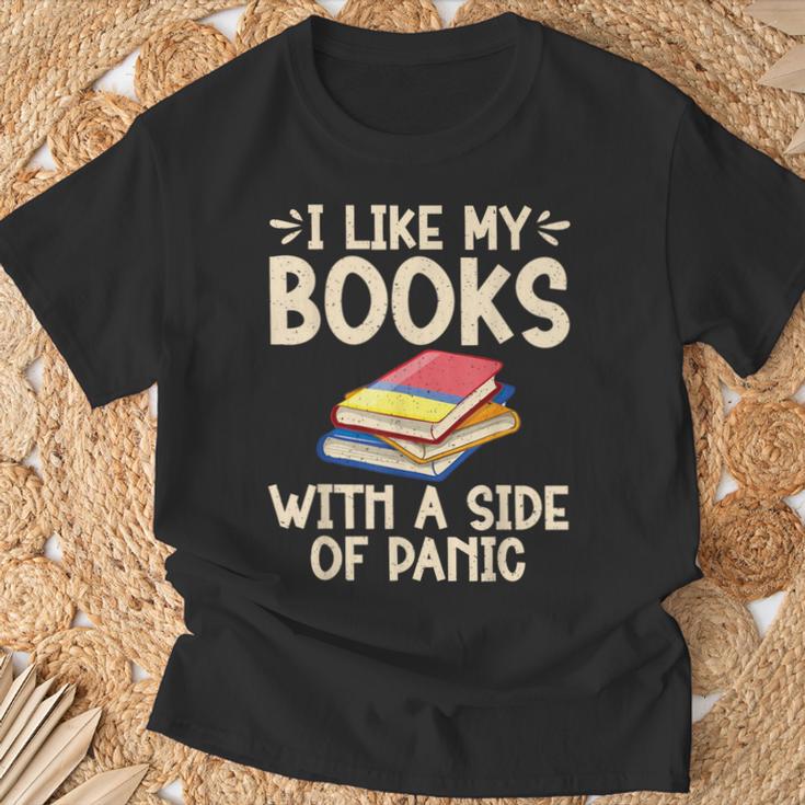 I Like My Books With a Side Of Panic Thriller T-Shirt Gifts for Old Men