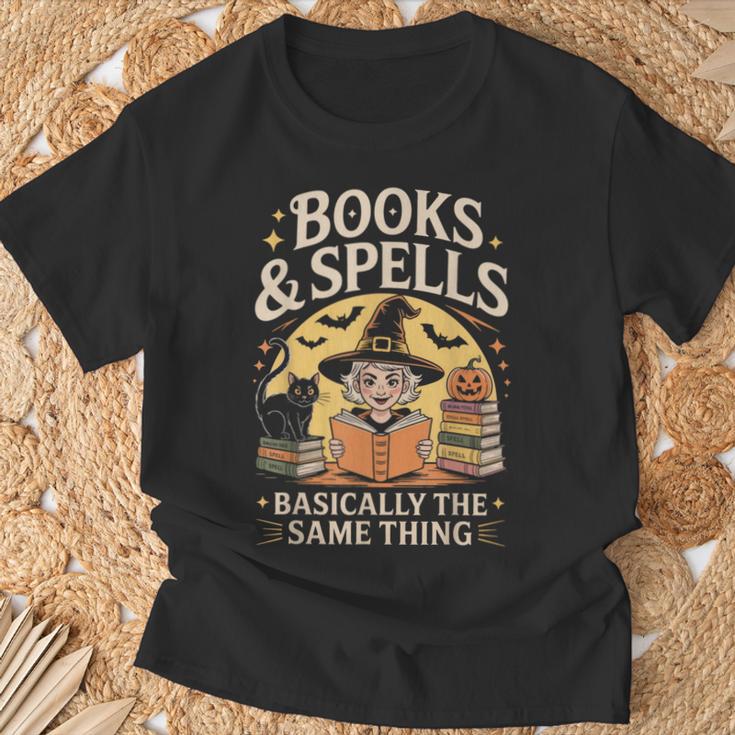 Books And Spells Witch Witches Bookish Book Reader Reading T-Shirt Gifts for Old Men