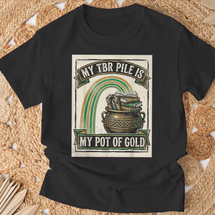 Books My TBR Pile Is My Pot Of Gold Rainbow Bookish Irish T-Shirt Gifts for Old Men Books My TBR Pile Is My Pot Of Gold Rainbow Bookish Irish T-Shirt Gifts for Old Men