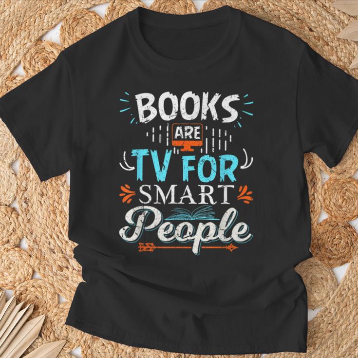 Books Are TV Smart People Birthday Christmas Readers T-Shirt Gifts for Old Men