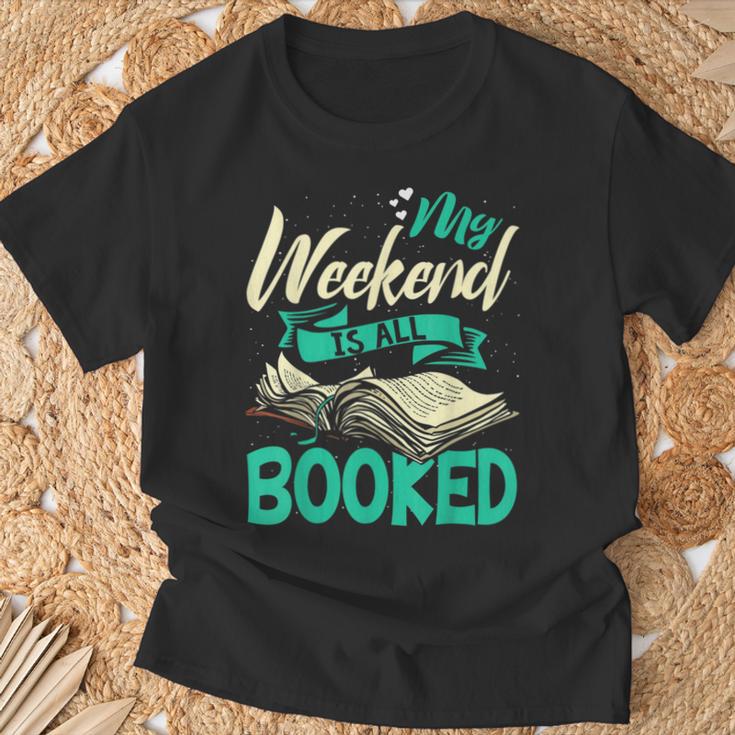 Bookworm My Weekend Is All Booked Reading Books T-Shirt Gifts for Old Men