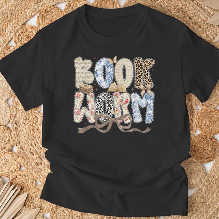 Bookworm Coquette Bow Booktrovert Reading Lover Bookish T-Shirt Gifts for Old Men