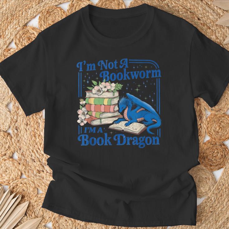Bookworm I'm A Book Blue Dragon Fantasy Reader Bookish T-Shirt Gifts for Old Men