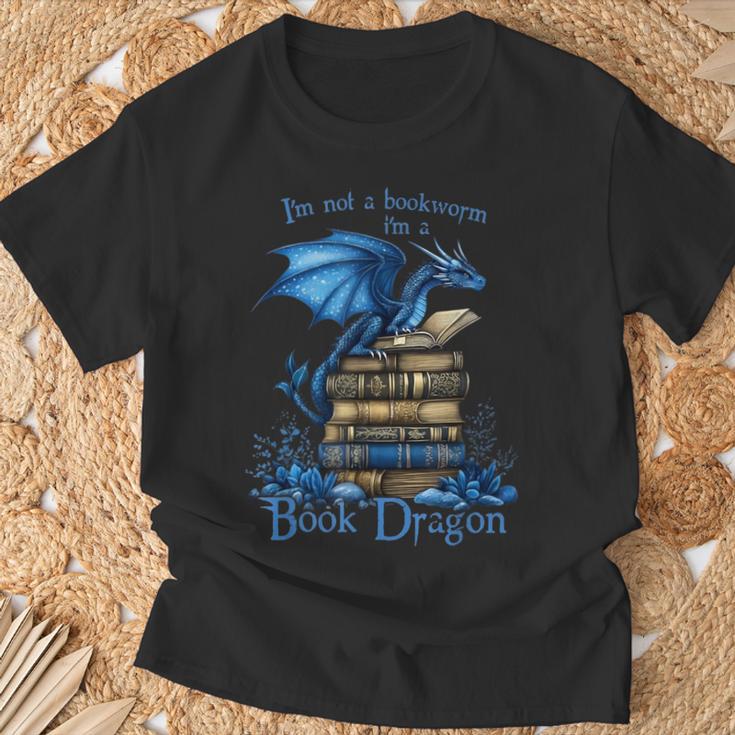 Bookworm I'm a Book Dragon Fantasy Reader Bookish T-Shirt Gifts for Old Men