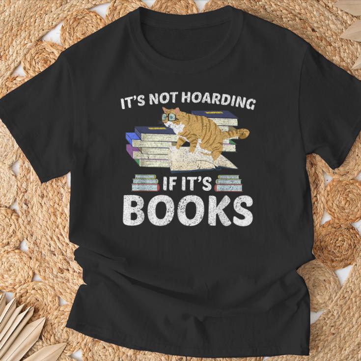 Bookworm Librarian Hoarder Cat Book Reading Hoarding T-Shirt Gifts for Old Men
