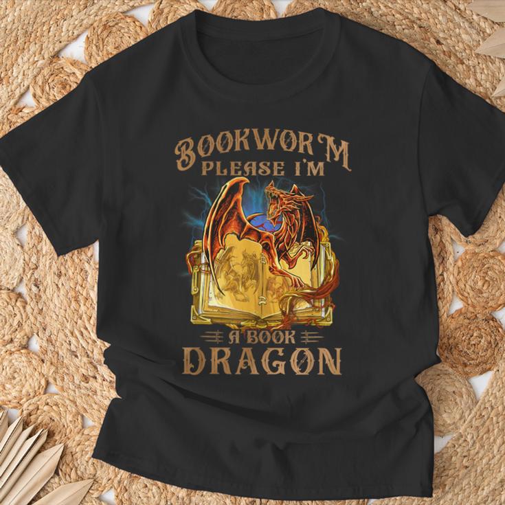 Bookworm Please I'm a Book Dragon Dragon Books Lovers T-Shirt Gifts for Old Men
