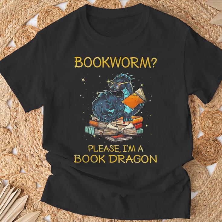 Bookworm Please I'm A Book Dragon T-Shirt Gifts for Old Men