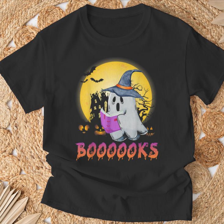 Boooks Cute Ghost Book Reading Halloween 2022 Teacher For Men Women Kids T-Shirt Gifts for Old Men