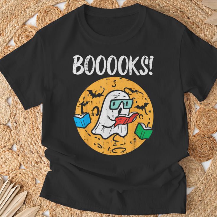 Boooks Ghost Read Book Halloween Teacher Librarian Men Women T-Shirt Gifts for Old Men